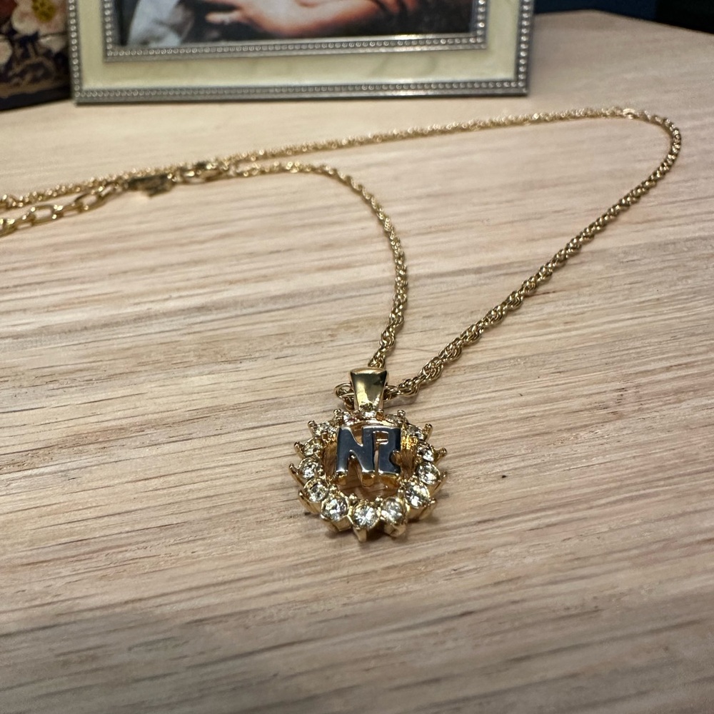 Vintage Nina Ricci Monogram Pendant Necklace